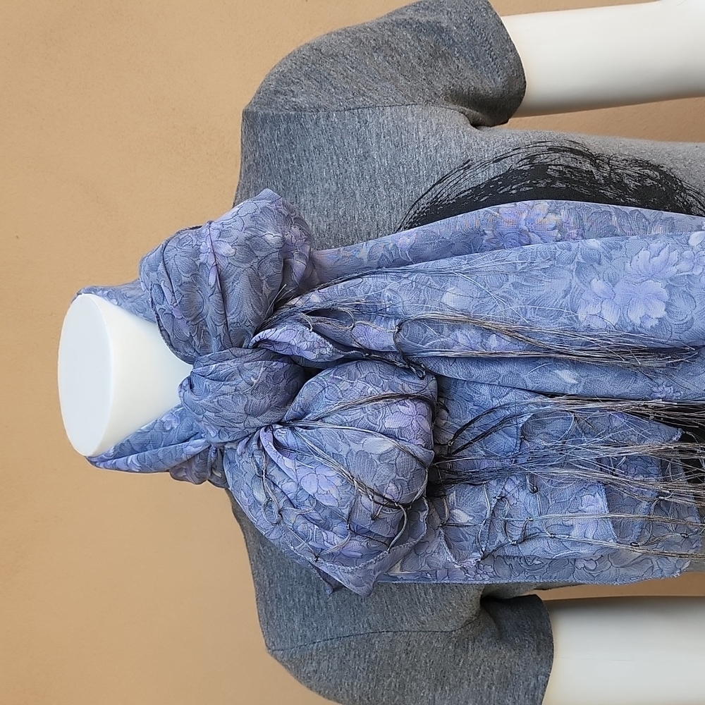 Oversized Handmade Scarf Wrap Sarong Cover Up from Indonesia Periwinkle Floral - Picture 16 of 16